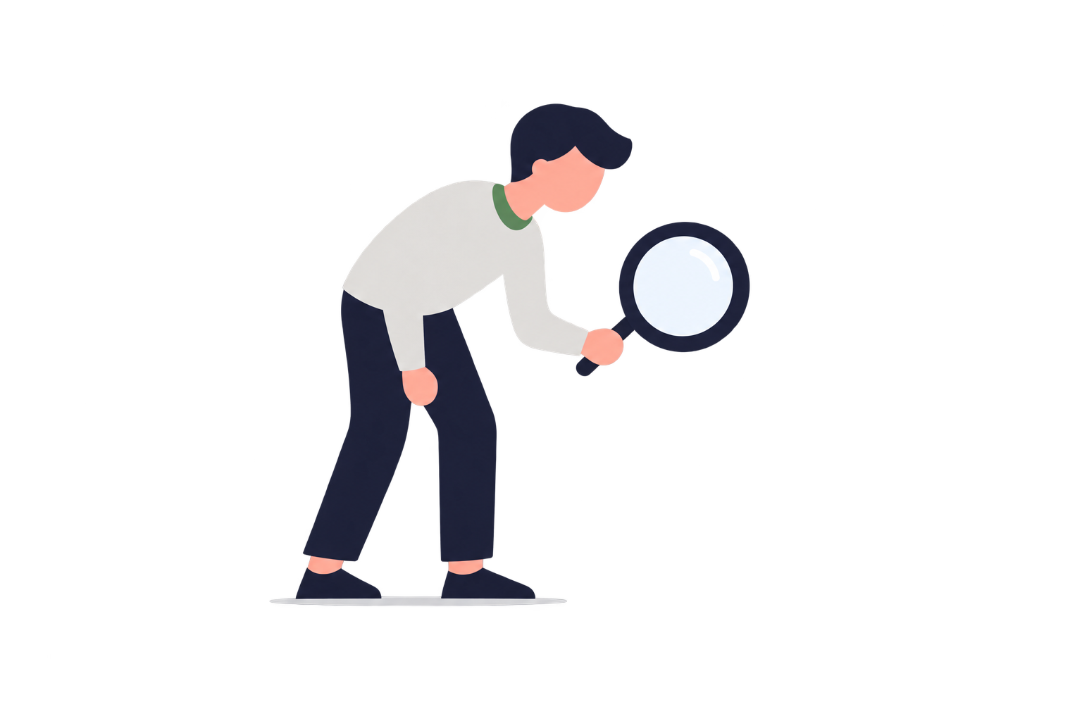 虫眼鏡で観察する人のイラスト